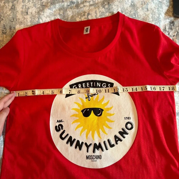 Moschino Swim Shirt Size Small Women's Red Sunny Milano Graphic  Summer Designer - Picture 14 of 14